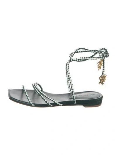 Pre-owned Bottega Veneta Leather Patterned Gladiator Sandals In Green