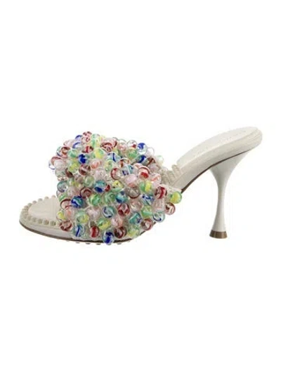 Pre-owned Bottega Veneta Leather Patterned Slides In Multicolor