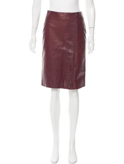 Pre-owned Bottega Veneta Leather Pencil Skirt In Red