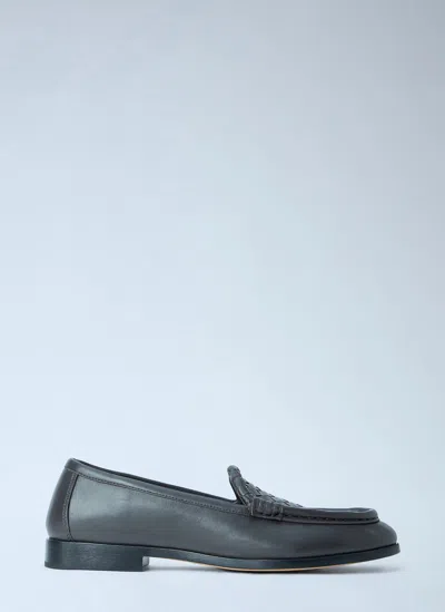 Bottega Veneta Leather Penny Loafers In Gray