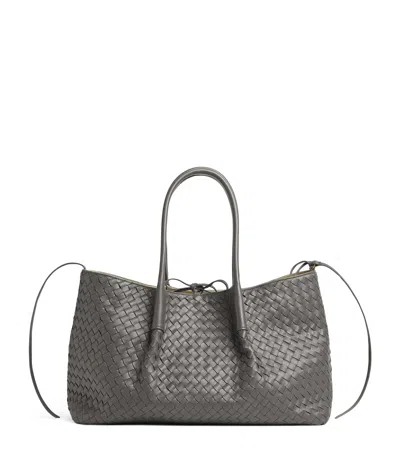 Bottega Veneta Leather Pinacoteca Tote Bag In Grey