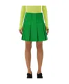 Bottega Veneta Green Leather Skirt In Green