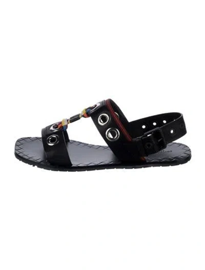 Pre-owned Bottega Veneta Leather Polka Dot Print Gladiator Sandals In Black