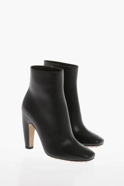 Bottega Veneta Leather Pompei Booties With Inner Zip 11cm In Black