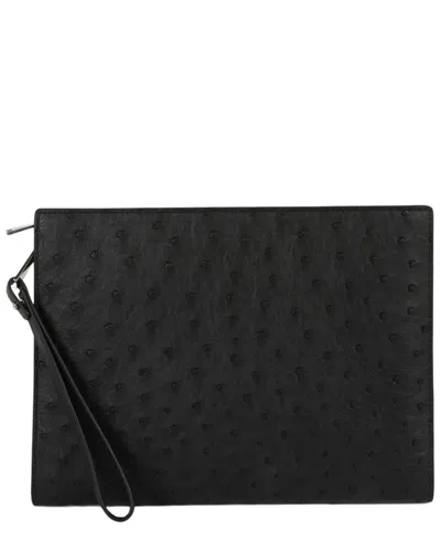 Bottega Veneta Leather Wristlet In Black