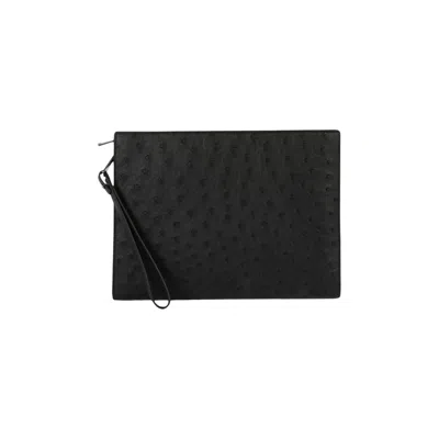 Pre-owned Bottega Veneta Leather Pouch Wristlet 'black/silver' | Men's Size Onesize