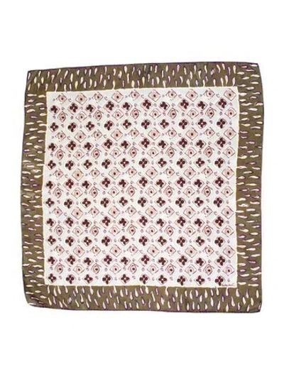 Pre-owned Bottega Veneta Leather Printed Scarf In Green