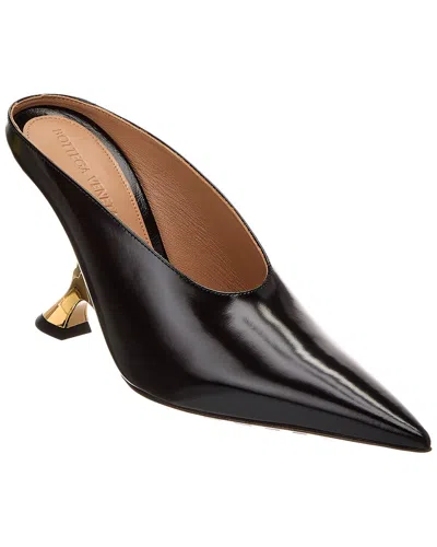 Bottega Veneta Rocket Reflective Leather Pumps With Gold-tone Heel In Black