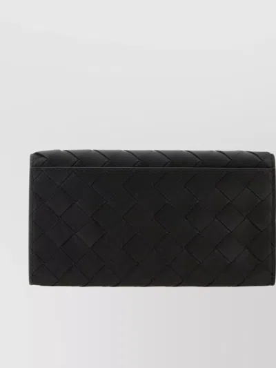 Bottega Veneta Leather Quilted Wallet Back Pockets In Black