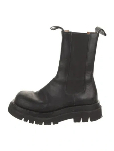 Pre-owned Bottega Veneta Leather Rain Boots In Black