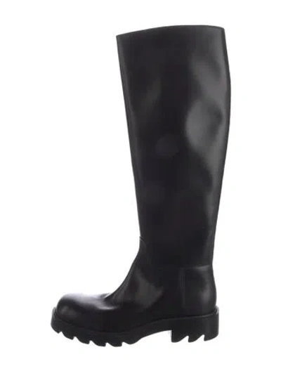 Pre-owned Bottega Veneta Leather Rain Boots In Black