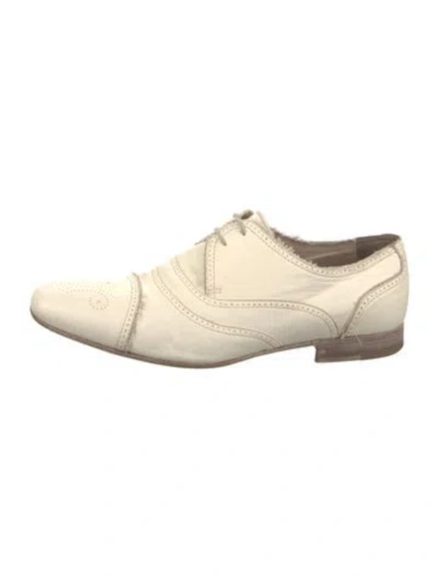 Pre-owned Bottega Veneta Leather Raw-edge Trim Brogues In Neutral