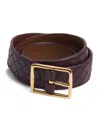 Bottega Veneta Leather Reverso Belt In Burgundy