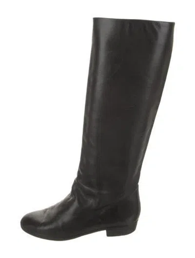 Pre-owned Bottega Veneta Leather Riding Boots In Black
