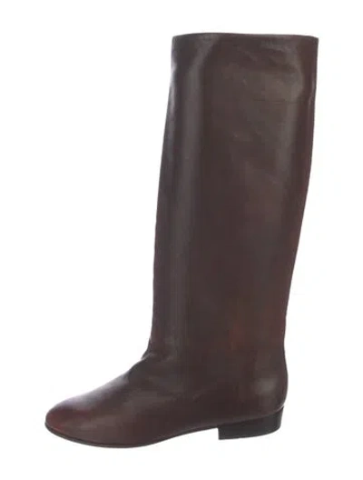 Pre-owned Bottega Veneta Leather Riding Boots In Brown
