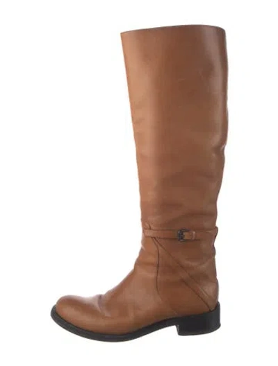 Pre-owned Bottega Veneta Leather Riding Boots In Brown