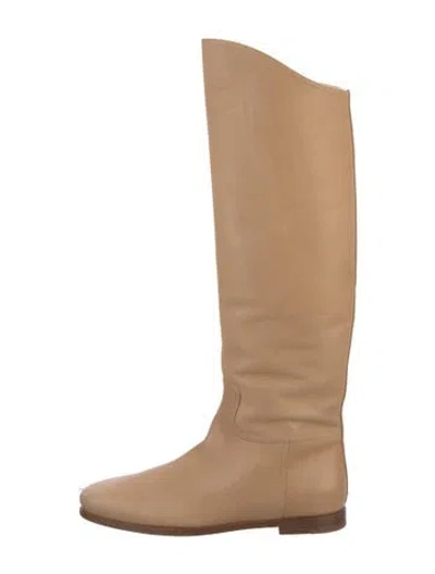 Pre-owned Bottega Veneta Leather Riding Boots In Neutrals