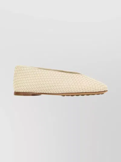 Bottega Veneta Leather Rosa Flat Ballerina Shoes In White