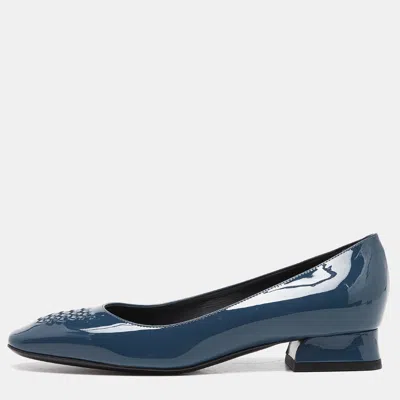 Pre-owned Bottega Veneta Leather Round Toe Ballet Flats 36 In Blue