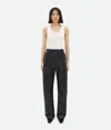Bottega Veneta Leather Rounded Leg Trousers In Black