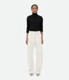 Bottega Veneta Leather Rounded Leg Trousers In Dove