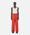 Bottega Veneta Leather Sailor Trousers In Red