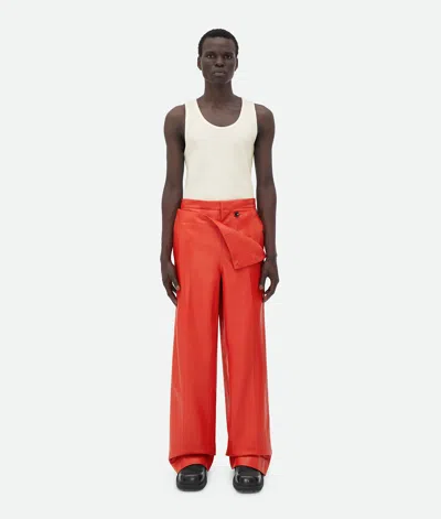Bottega Veneta Leather Sailor Trousers In Red