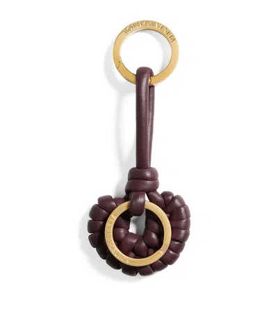 Bottega Veneta Leather Seashell Key Ring In Red