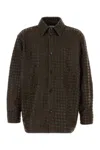 Bottega Veneta Mens Fondant Tobacco Relaxed-fit Intrecciato Leather Shirt In Brown