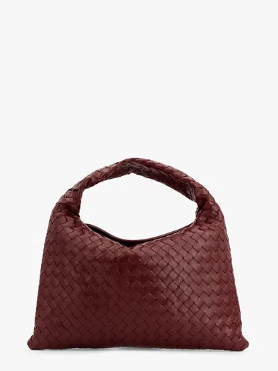 Bottega Veneta Leather Shoulder Bag With Intrecciato Motif In Red
