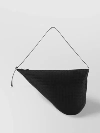 Bottega Veneta Leather Shoulder Bag Woven Motif In Burgundy