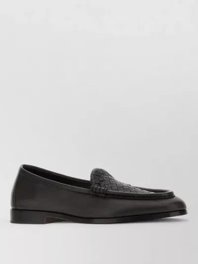 Bottega Veneta Silenzio Intrecciato Leather Loafers With Low Heel In Brown
