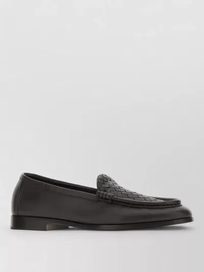 Bottega Veneta Leather Silenzio Loafers Featuring Woven Detail In Black