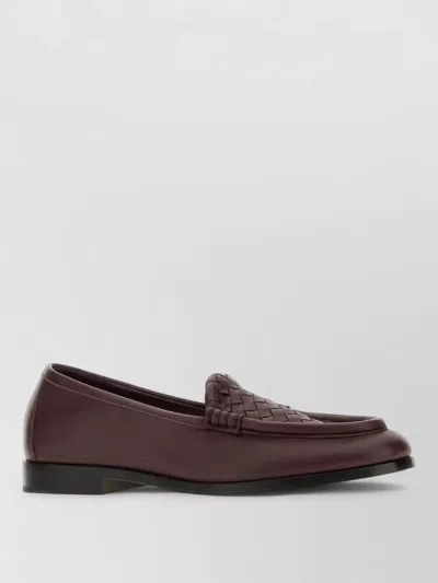 Bottega Veneta Leather Silenzio Loafers Woven Detail In Brown