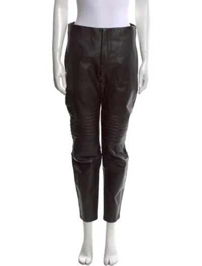 Pre-owned Bottega Veneta Leather Skinny Leg Pants In Brown