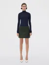 Bottega Veneta Intrecciato Leather Mini Skirt In Green