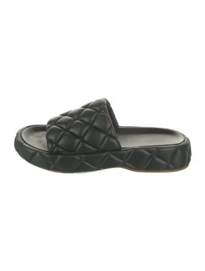 Pre-owned Bottega Veneta Leather Slides In Black