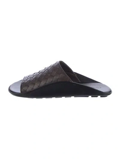 Pre-owned Bottega Veneta Leather Slides In Black