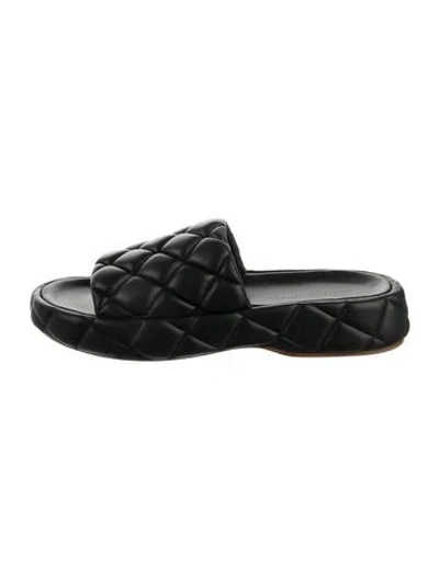 Pre-owned Bottega Veneta Leather Slides In Black