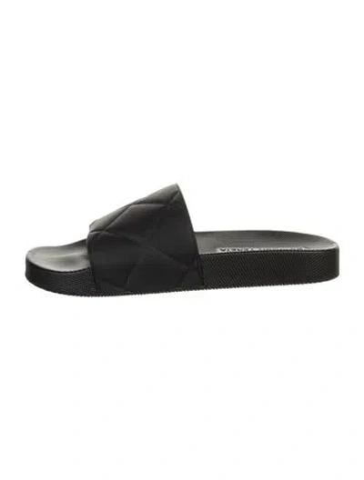 Pre-owned Bottega Veneta Leather Slides In Black