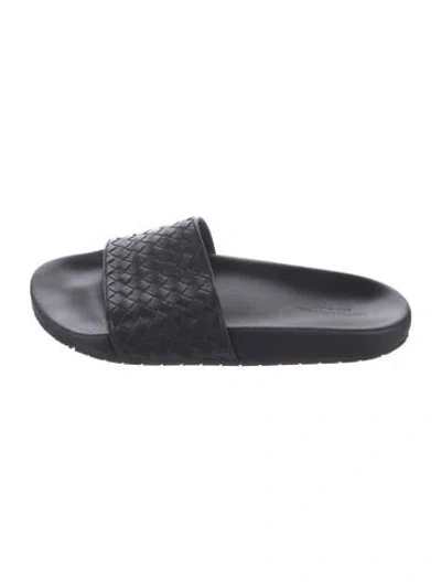 Pre-owned Bottega Veneta Leather Slides In Black