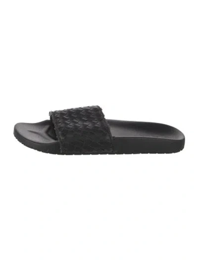 Pre-owned Bottega Veneta Leather Slides In Black