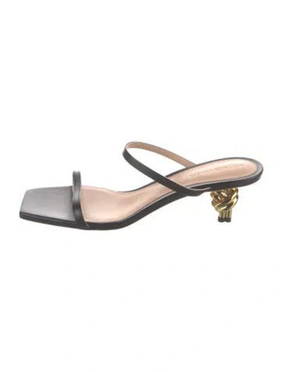 Pre-owned Bottega Veneta Leather Slides In Black