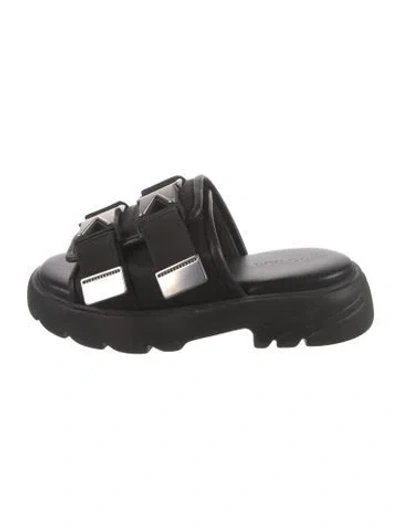 Pre-owned Bottega Veneta Leather Slides In Black