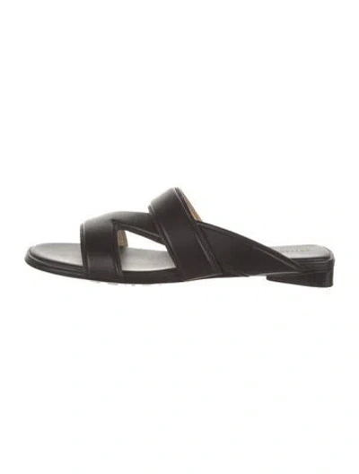 Pre-owned Bottega Veneta Leather Slides In Black
