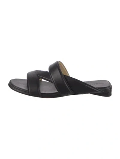 Pre-owned Bottega Veneta Leather Slides In Black