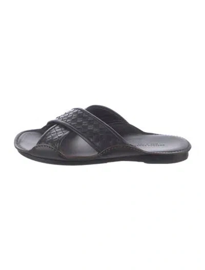 Pre-owned Bottega Veneta Leather Slides In Black