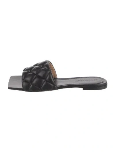Pre-owned Bottega Veneta Leather Slides In Black