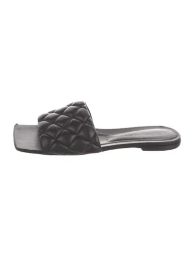 Pre-owned Bottega Veneta Leather Slides In Black