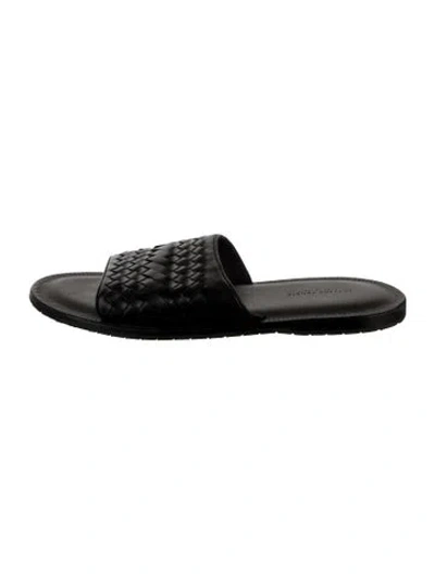 Pre-owned Bottega Veneta Leather Slides In Black